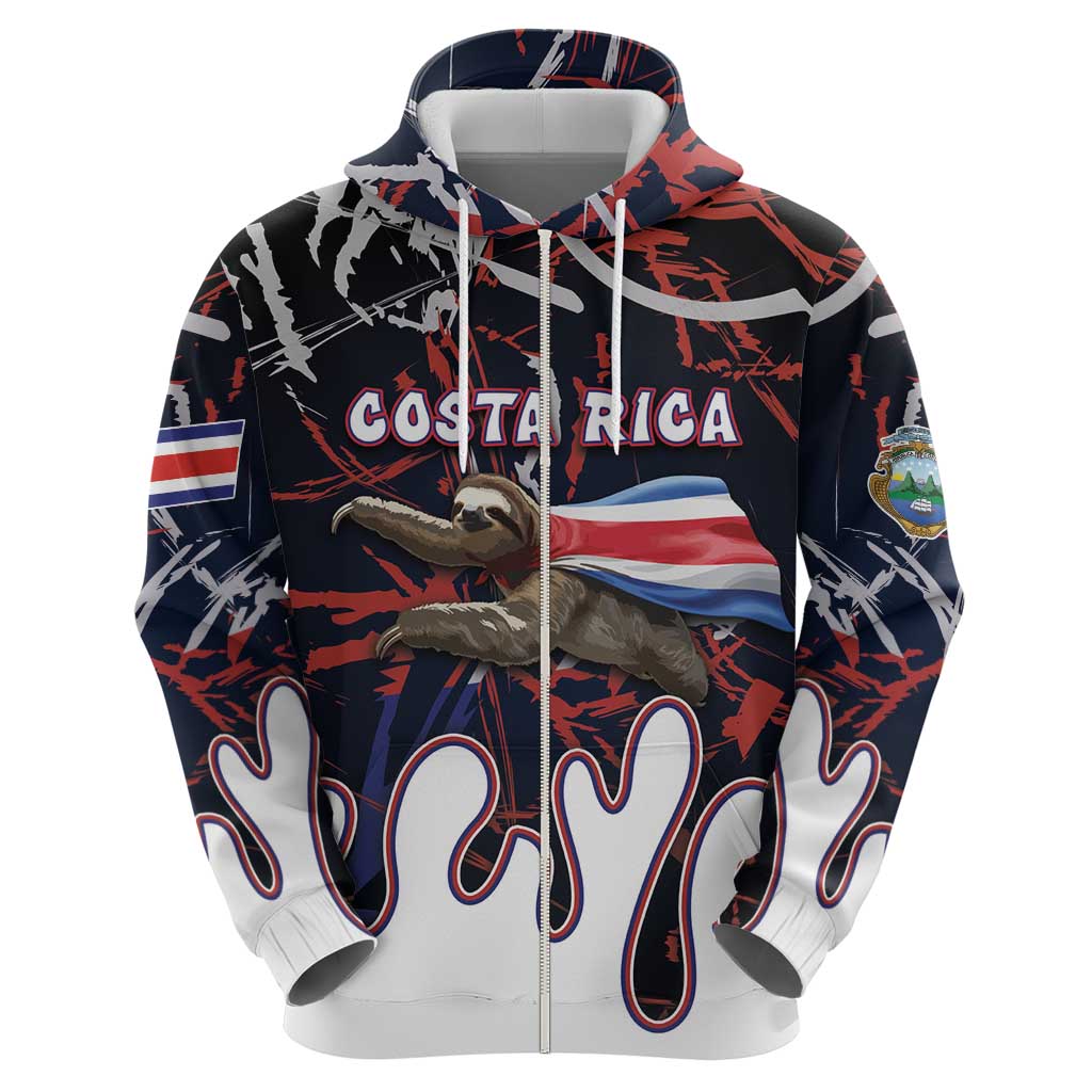 Personalized Costa Rica Zip Hoodie Flying Sloth - Wonder Print Shop