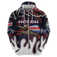 Personalized Costa Rica Zip Hoodie Flying Sloth - Wonder Print Shop