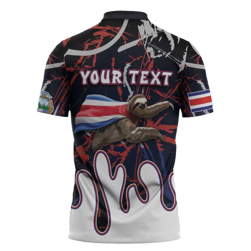 Personalized Costa Rica Zipper Polo Shirt Flying Sloth - Wonder Print Shop