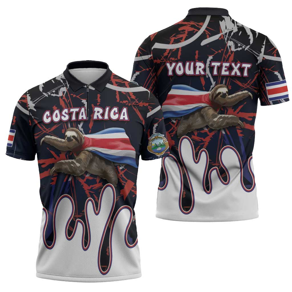Personalized Costa Rica Zipper Polo Shirt Flying Sloth - Wonder Print Shop