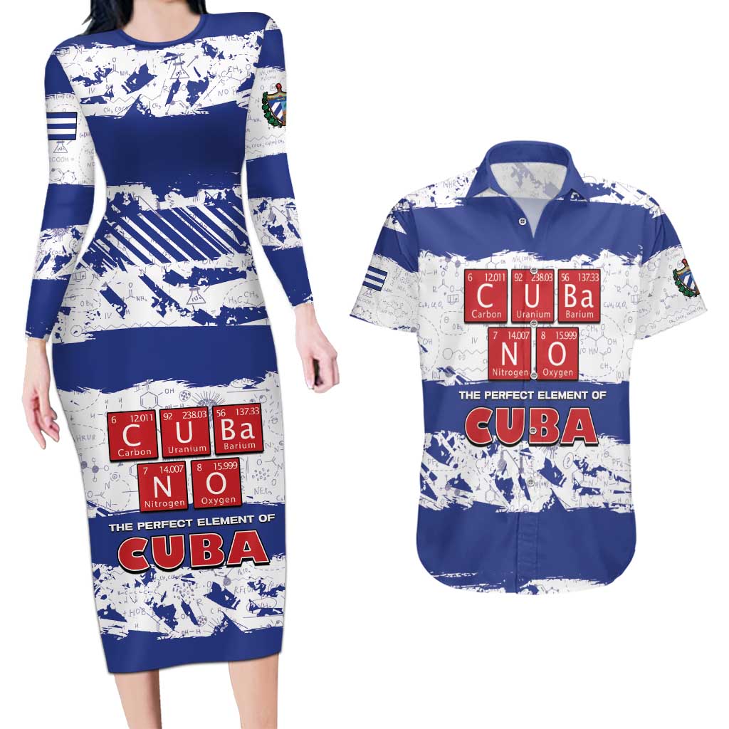 Cuba Couples Matching Long Sleeve Bodycon Dress and Hawaiian Shirt Cubano The Perfect Element - Wonder Print Shop