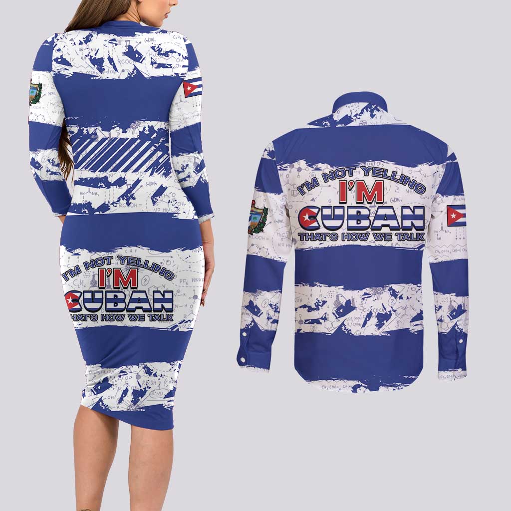 Cuba Couples Matching Long Sleeve Bodycon Dress and Long Sleeve Button Shirt Cubano The Perfect Element - Wonder Print Shop