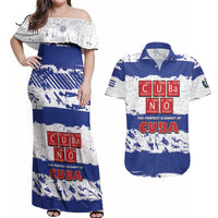 Cuba Couples Matching Off Shoulder Maxi Dress and Hawaiian Shirt Cubano The Perfect Element - Wonder Print Shop