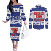 Cuba Couples Matching Off The Shoulder Long Sleeve Dress and Long Sleeve Button Shirt Cubano The Perfect Element - Wonder Print Shop