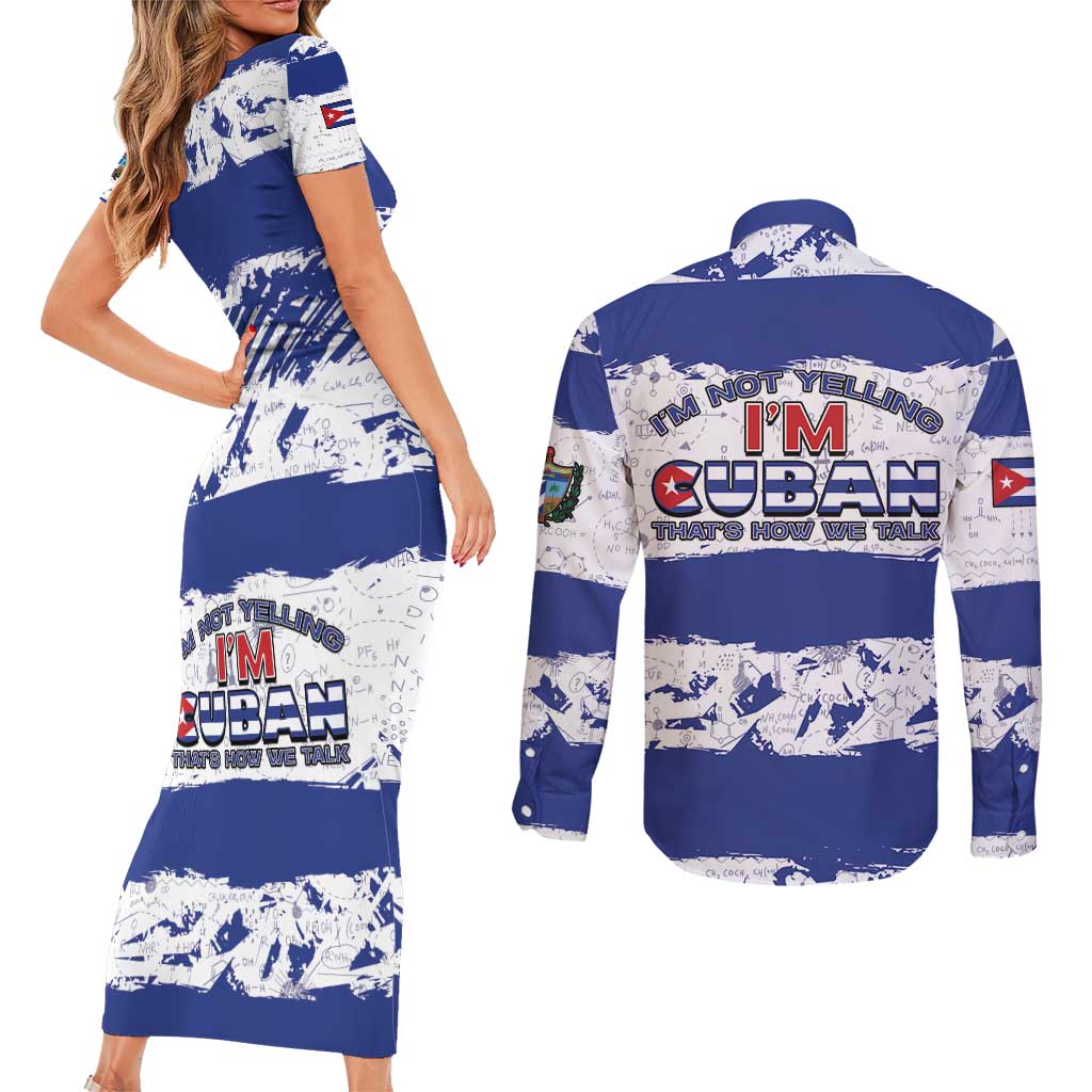 Cuba Couples Matching Short Sleeve Bodycon Dress and Long Sleeve Button Shirt Cubano The Perfect Element - Wonder Print Shop