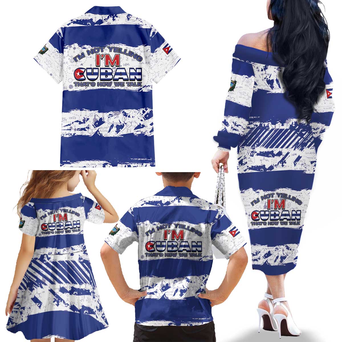 Cuba Family Matching Off The Shoulder Long Sleeve Dress and Hawaiian Shirt Cubano The Perfect Element - Wonder Print Shop