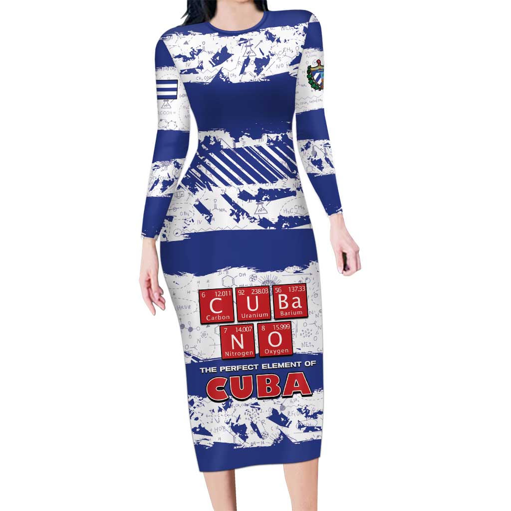 Cuba Long Sleeve Bodycon Dress Cubano The Perfect Element - Wonder Print Shop