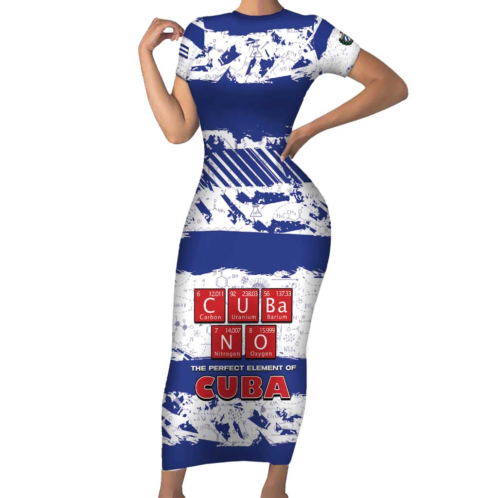 Cuba Short Sleeve Bodycon Dress Cubano The Perfect Element - Wonder Print Shop