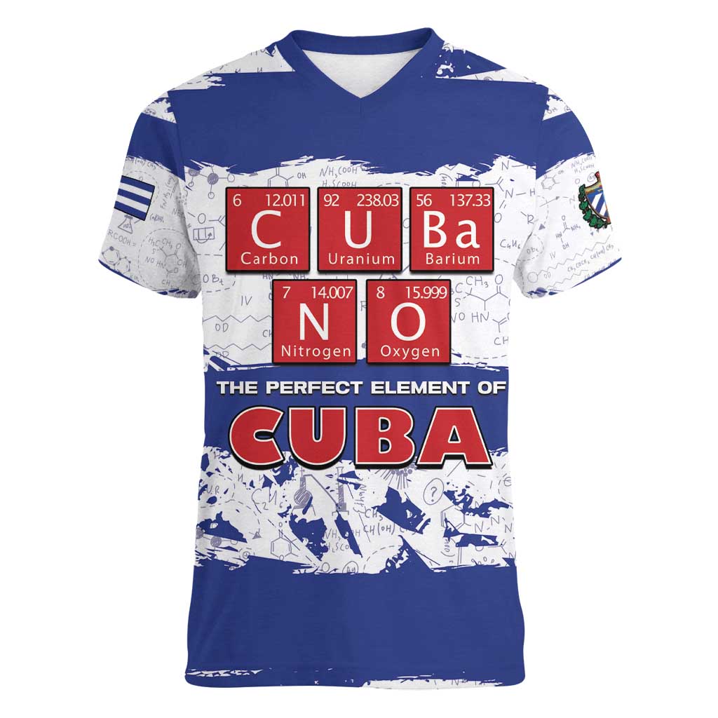 Cuba Women V-Neck T-Shirt Cubano The Perfect Element - Wonder Print Shop
