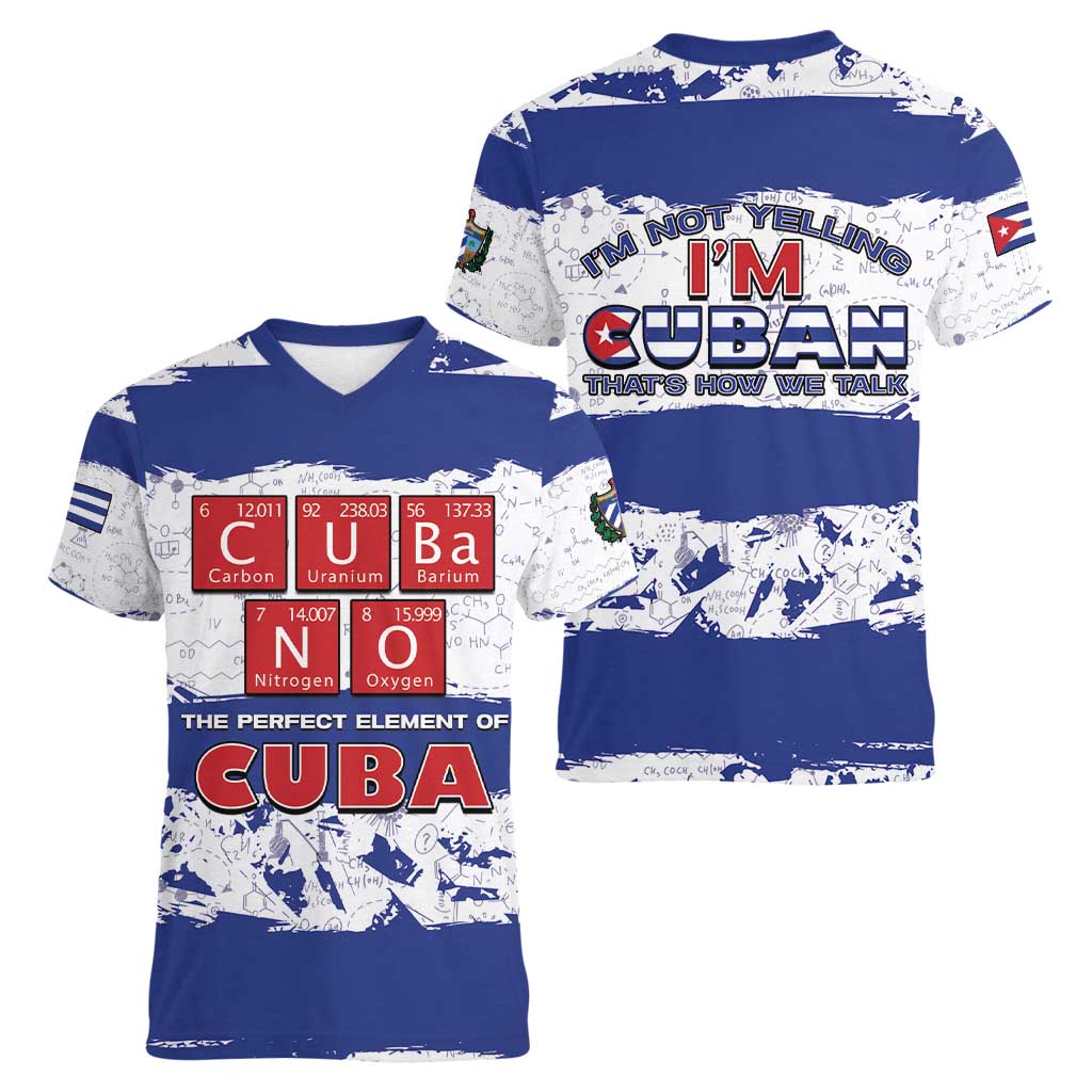 Cuba Women V-Neck T-Shirt Cubano The Perfect Element - Wonder Print Shop