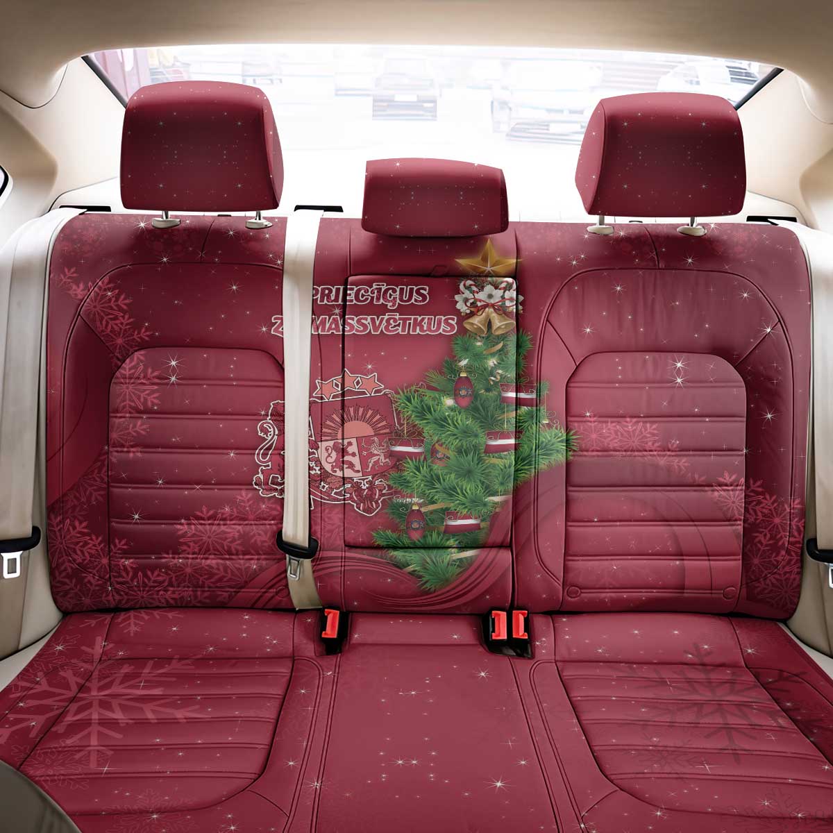 Latvia Christmas Back Car Seat Cover Xmas Tree Latvija - Wonder Print Shop