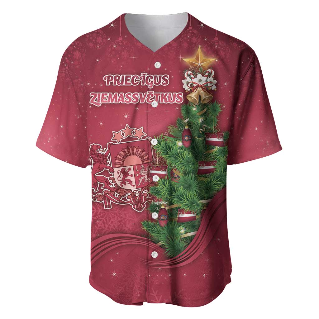 Latvia Christmas Baseball Jersey Xmas Tree Latvija - Wonder Print Shop