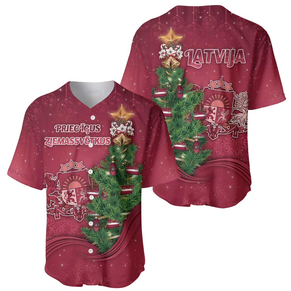 Latvia Christmas Baseball Jersey Xmas Tree Latvija - Wonder Print Shop