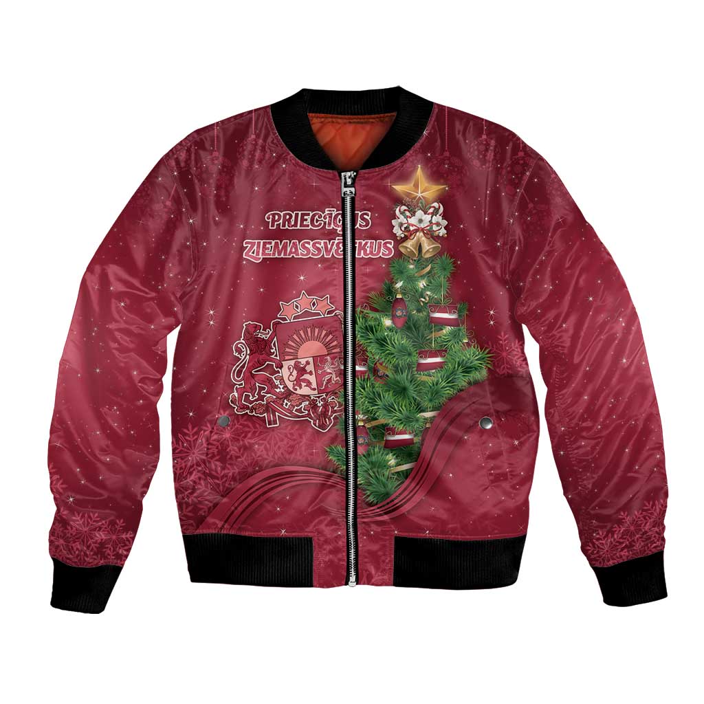 Latvia Christmas Bomber Jacket Xmas Tree Latvija - Wonder Print Shop
