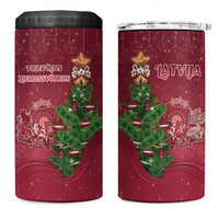 Latvia Christmas 4 in 1 Can Cooler Tumbler Xmas Tree Latvija - Wonder Print Shop