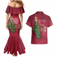 Latvia Christmas Couples Matching Mermaid Dress and Hawaiian Shirt Xmas Tree Latvija - Wonder Print Shop