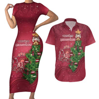 Latvia Christmas Couples Matching Short Sleeve Bodycon Dress and Hawaiian Shirt Xmas Tree Latvija - Wonder Print Shop