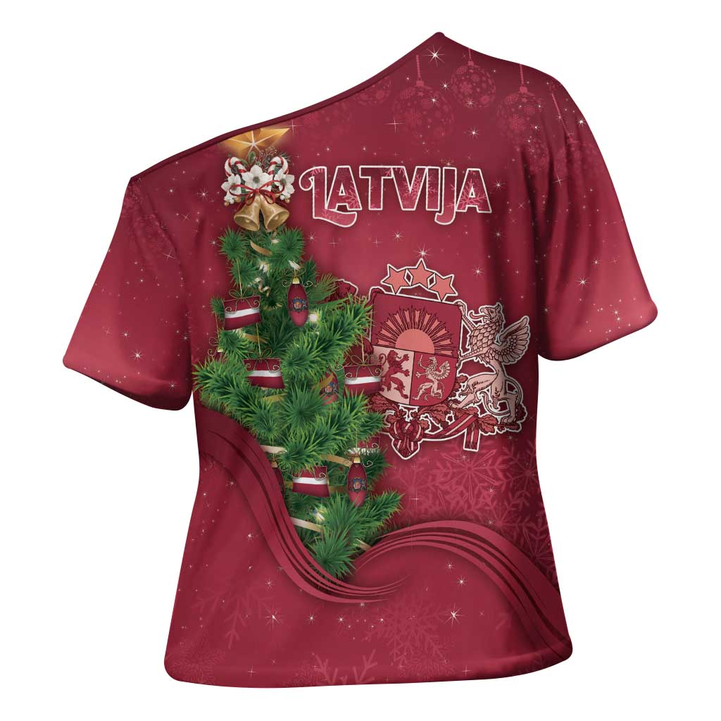 Latvia Christmas Cross Shoulder Shirt Xmas Tree Latvija - Wonder Print Shop