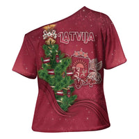 Latvia Christmas Cross Shoulder Shirt Xmas Tree Latvija - Wonder Print Shop