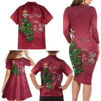 Latvia Christmas Family Matching Long Sleeve Bodycon Dress and Hawaiian Shirt Xmas Tree Latvija - Wonder Print Shop