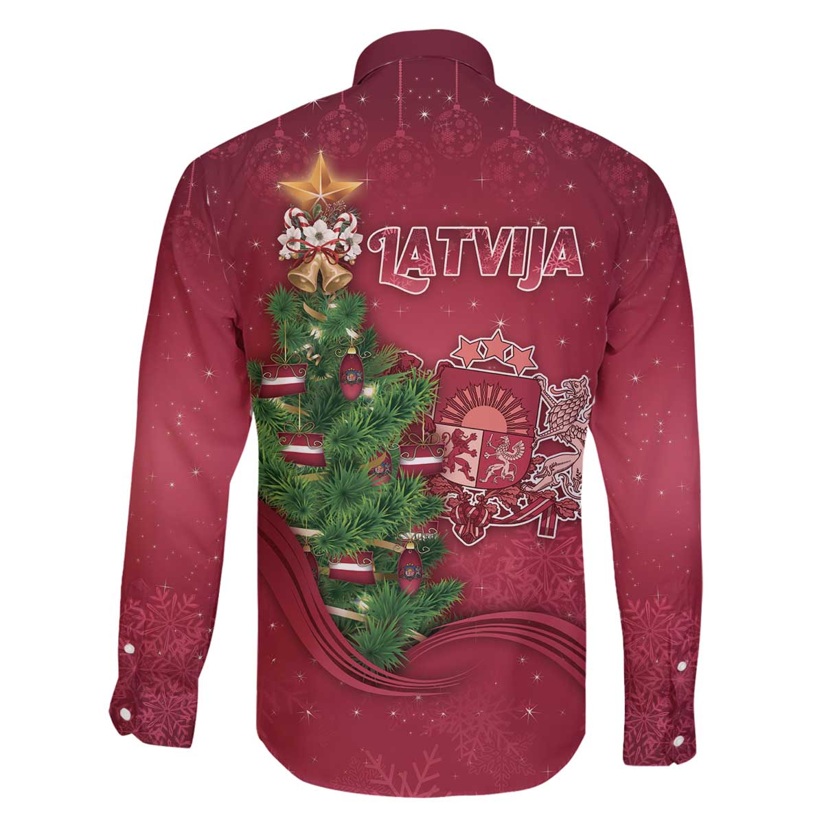 Latvia Christmas Family Matching Off The Shoulder Long Sleeve Dress and Hawaiian Shirt Xmas Tree Latvija - Wonder Print Shop
