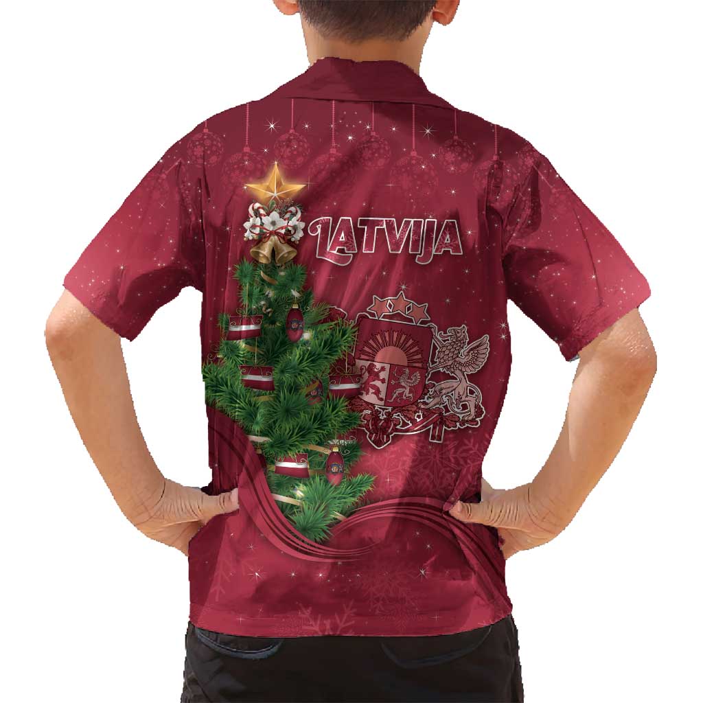 Latvia Christmas Family Matching Off Shoulder Maxi Dress and Hawaiian Shirt Xmas Tree Latvija - Wonder Print Shop