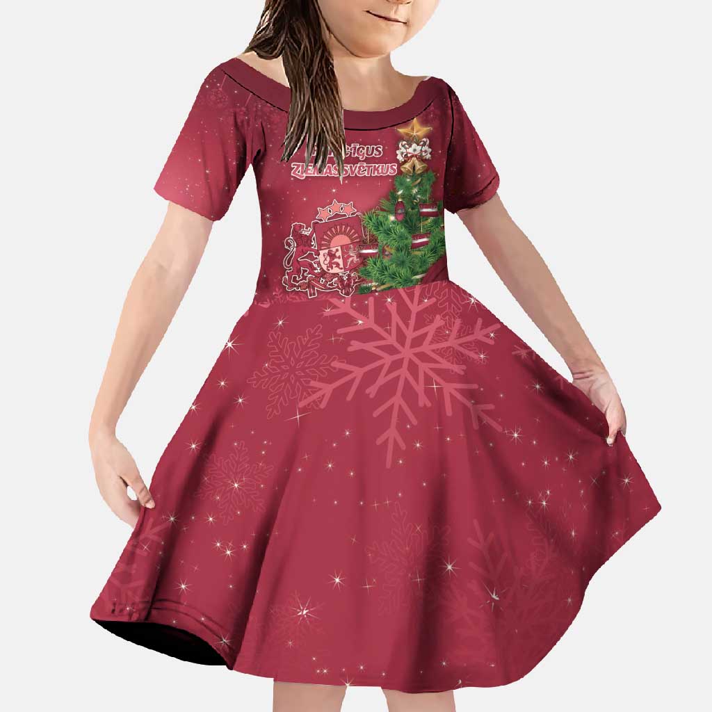 Latvia Christmas Family Matching Off Shoulder Maxi Dress and Hawaiian Shirt Xmas Tree Latvija - Wonder Print Shop