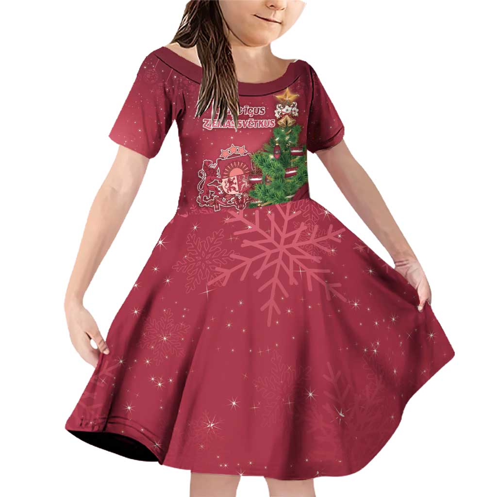Latvia Christmas Family Matching Off Shoulder Short Dress and Hawaiian Shirt Xmas Tree Latvija - Wonder Print Shop