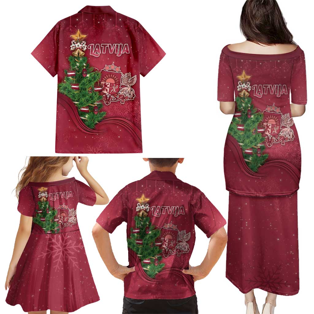 Latvia Christmas Family Matching Puletasi and Hawaiian Shirt Xmas Tree Latvija - Wonder Print Shop
