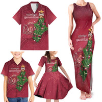Latvia Christmas Family Matching Tank Maxi Dress and Hawaiian Shirt Xmas Tree Latvija - Wonder Print Shop