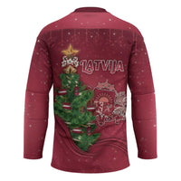 Latvia Christmas Hockey Jersey Xmas Tree Latvija - Wonder Print Shop