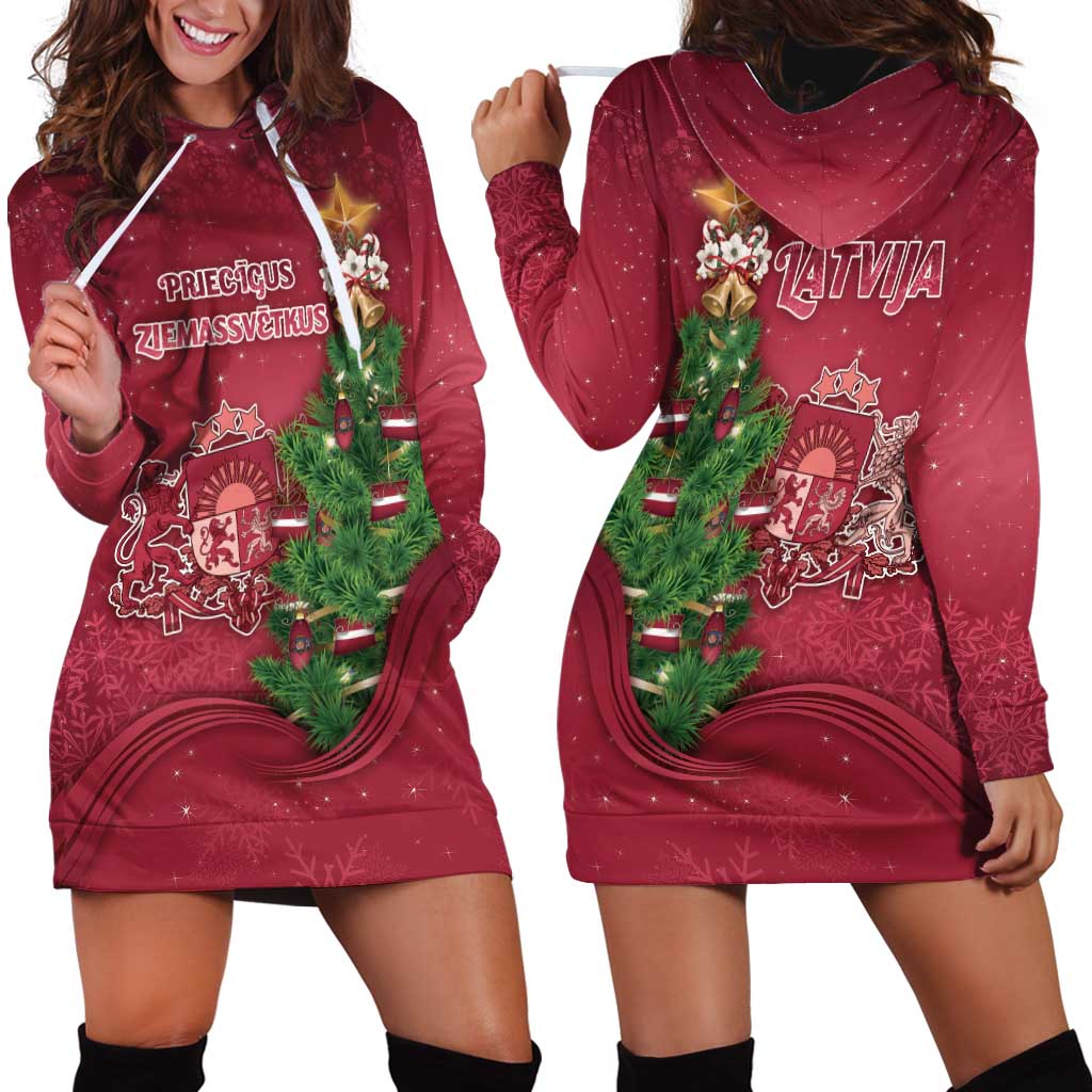 Latvia Christmas Hoodie Dress Xmas Tree Latvija - Wonder Print Shop