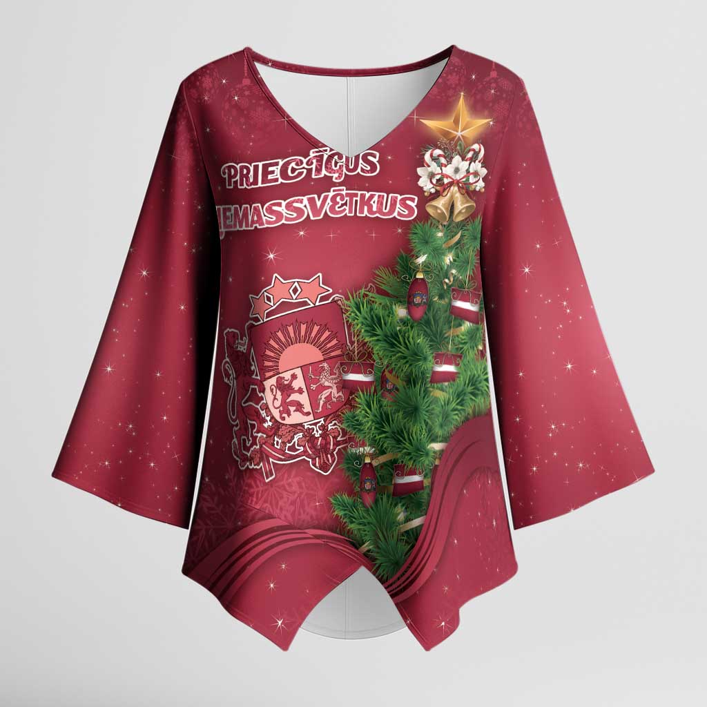 Latvia Christmas Kimono Sleeve Blouse Xmas Tree Latvija - Wonder Print Shop