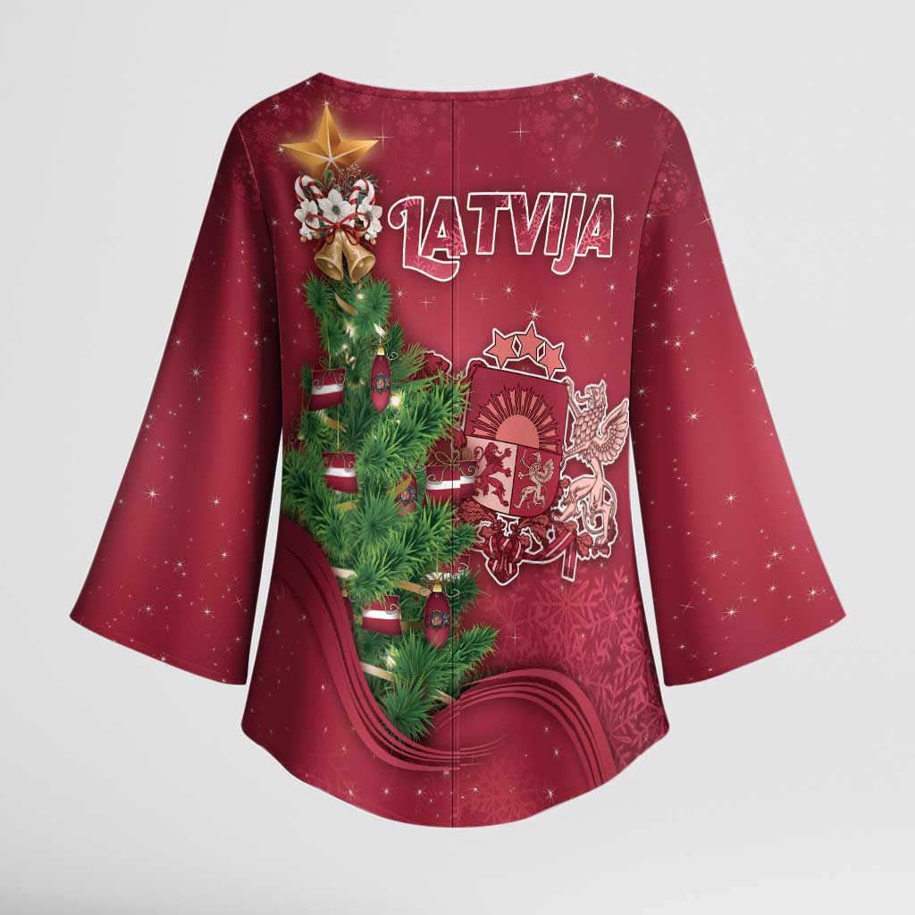 Latvia Christmas Kimono Sleeve Blouse Xmas Tree Latvija - Wonder Print Shop