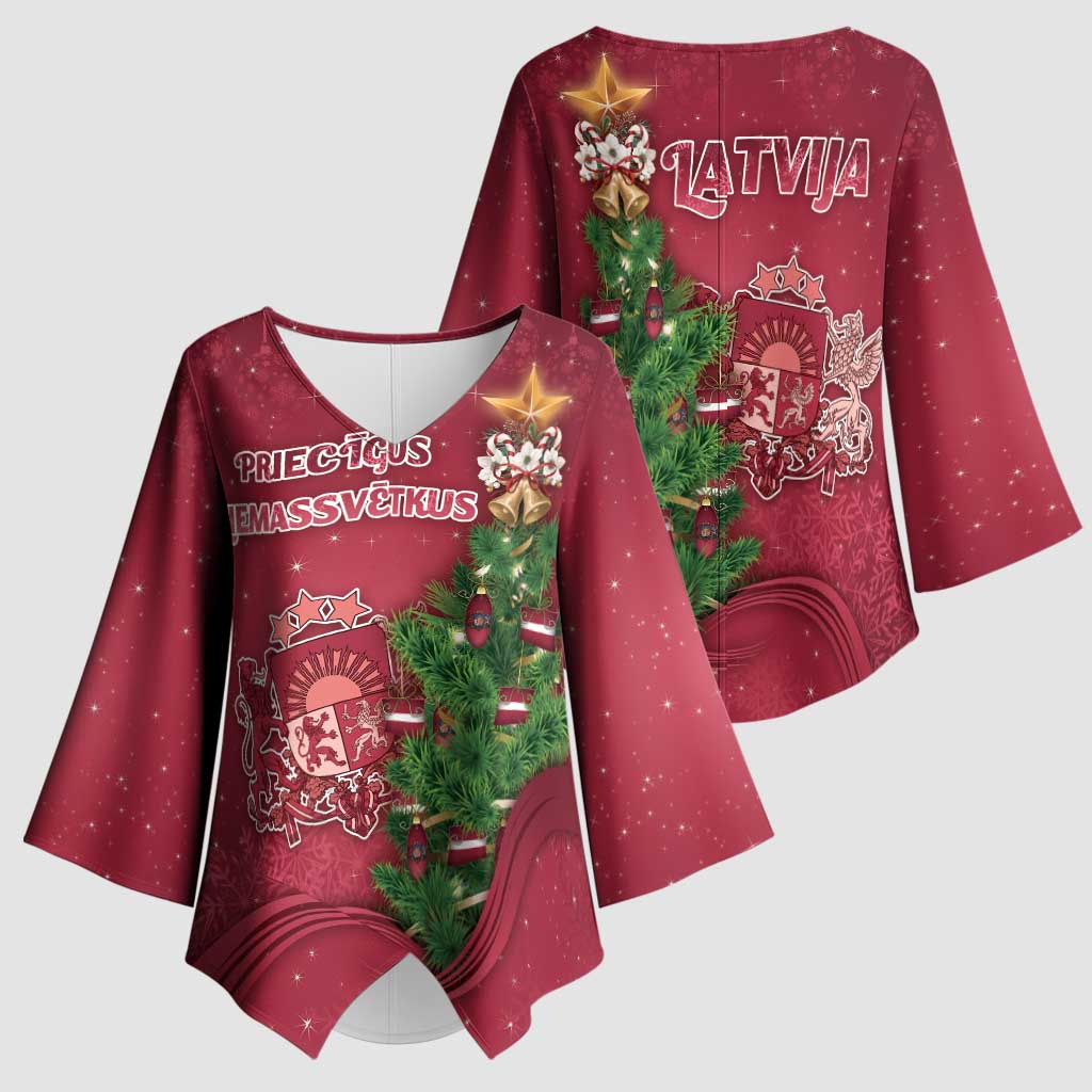 Latvia Christmas Kimono Sleeve Blouse Xmas Tree Latvija - Wonder Print Shop