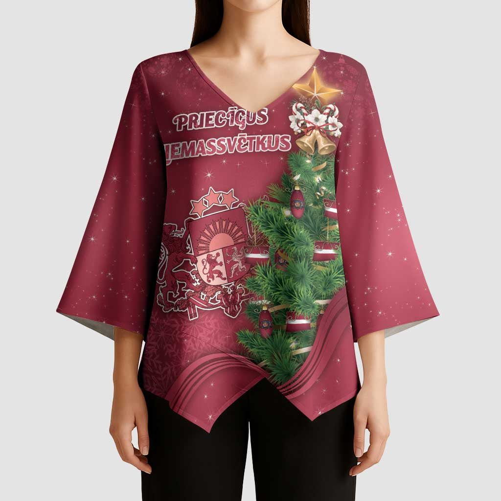 Latvia Christmas Kimono Sleeve Blouse Xmas Tree Latvija - Wonder Print Shop