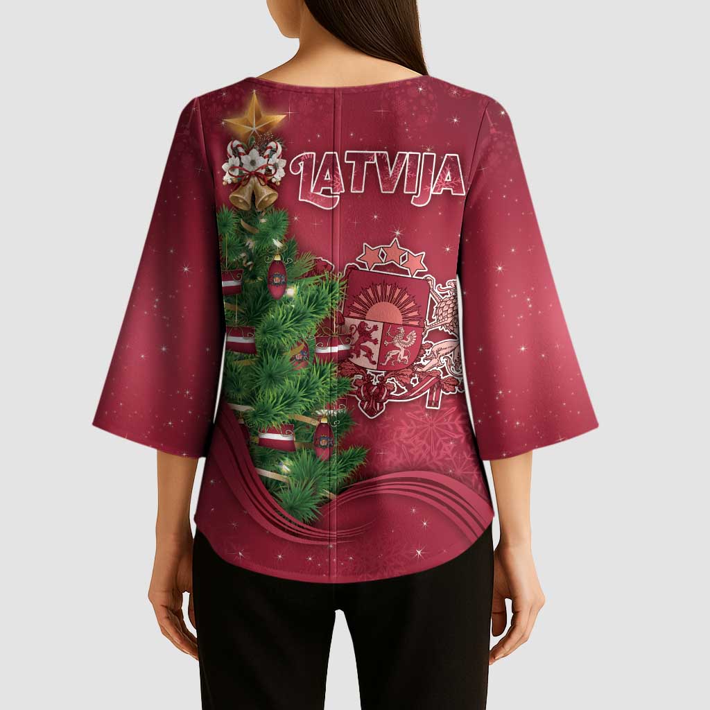 Latvia Christmas Kimono Sleeve Blouse Xmas Tree Latvija - Wonder Print Shop