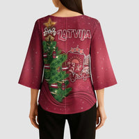 Latvia Christmas Kimono Sleeve Blouse Xmas Tree Latvija - Wonder Print Shop
