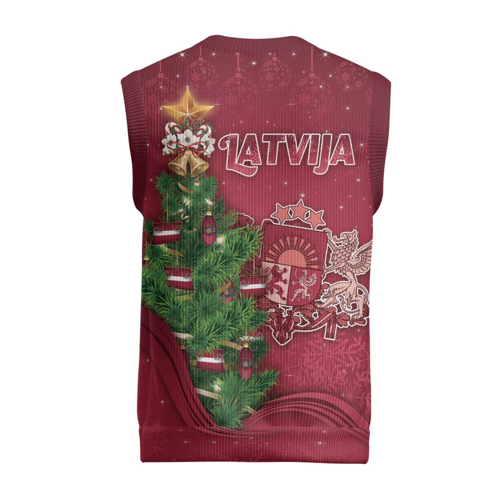 Latvia Christmas Knitted V-Neck Vest Xmas Tree Latvija - Wonder Print Shop