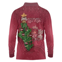Latvia Christmas Long Sleeve Polo Shirt Xmas Tree Latvija - Wonder Print Shop