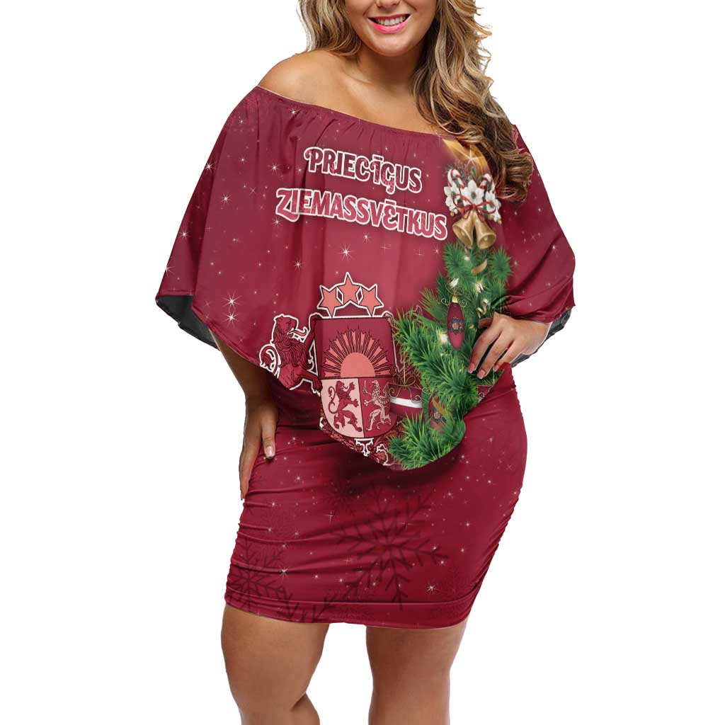 Latvia Christmas Off Shoulder Short Dress Xmas Tree Latvija - Wonder Print Shop