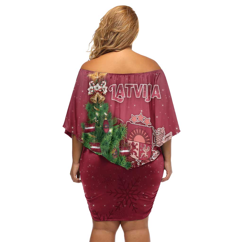 Latvia Christmas Off Shoulder Short Dress Xmas Tree Latvija - Wonder Print Shop