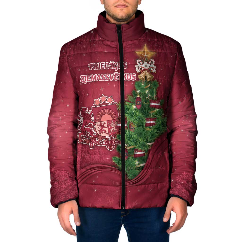 Latvia Christmas Padded Jacket Xmas Tree Latvija - Wonder Print Shop