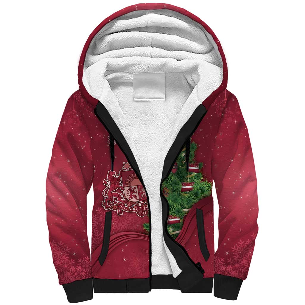 Latvia Christmas Sherpa Hoodie Xmas Tree Latvija - Wonder Print Shop