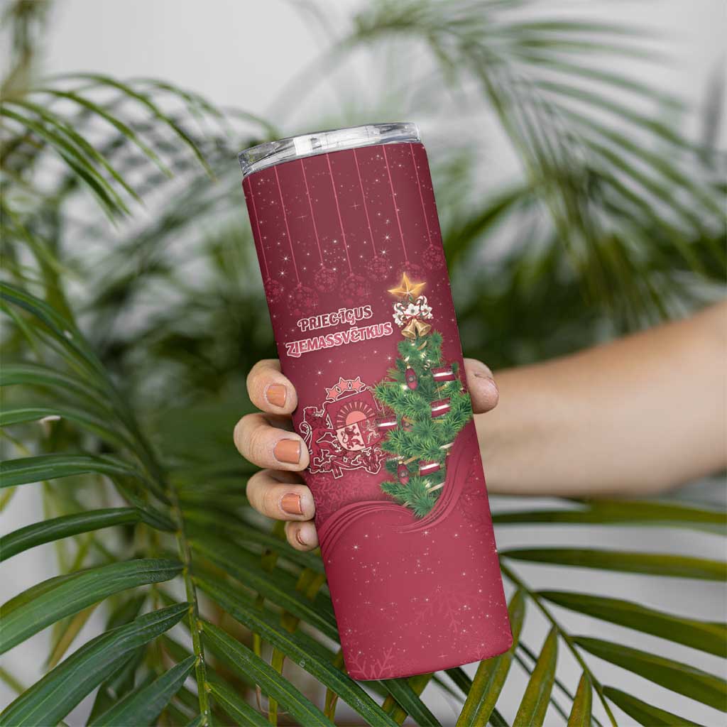 Latvia Christmas Skinny Tumbler Xmas Tree Latvija - Wonder Print Shop