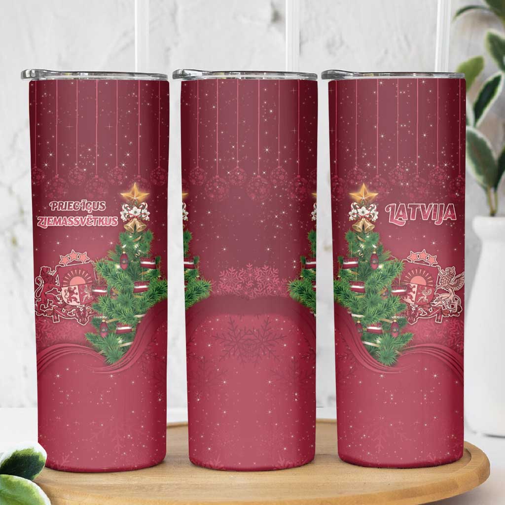 Latvia Christmas Skinny Tumbler Xmas Tree Latvija - Wonder Print Shop