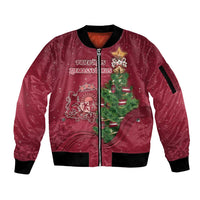 Latvia Christmas Sleeve Zip Bomber Jacket Xmas Tree Latvija - Wonder Print Shop