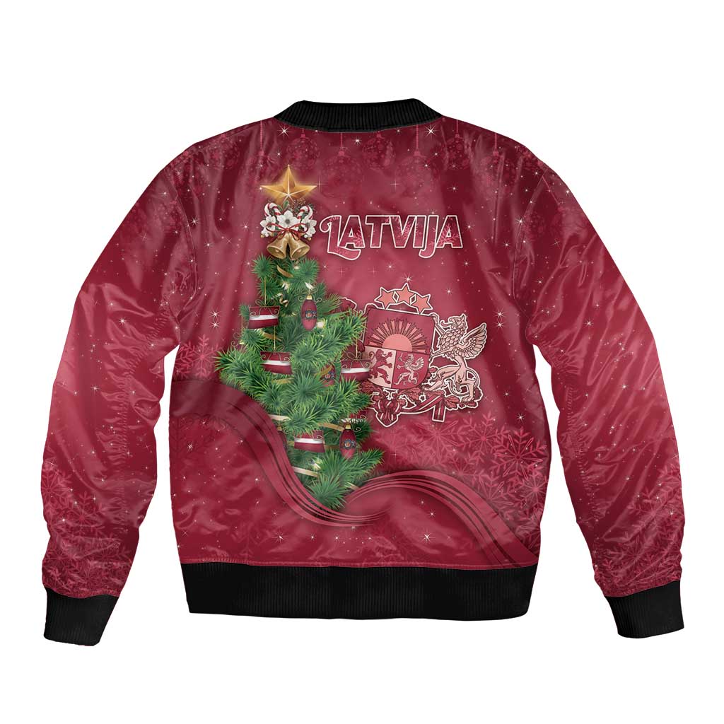 Latvia Christmas Sleeve Zip Bomber Jacket Xmas Tree Latvija - Wonder Print Shop