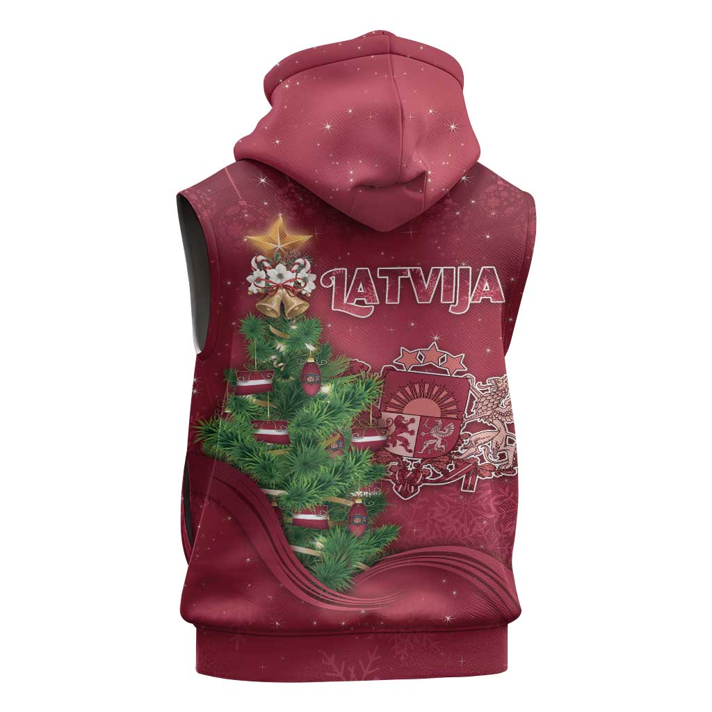 Latvia Christmas Sleeveless Hoodie Xmas Tree Latvija - Wonder Print Shop