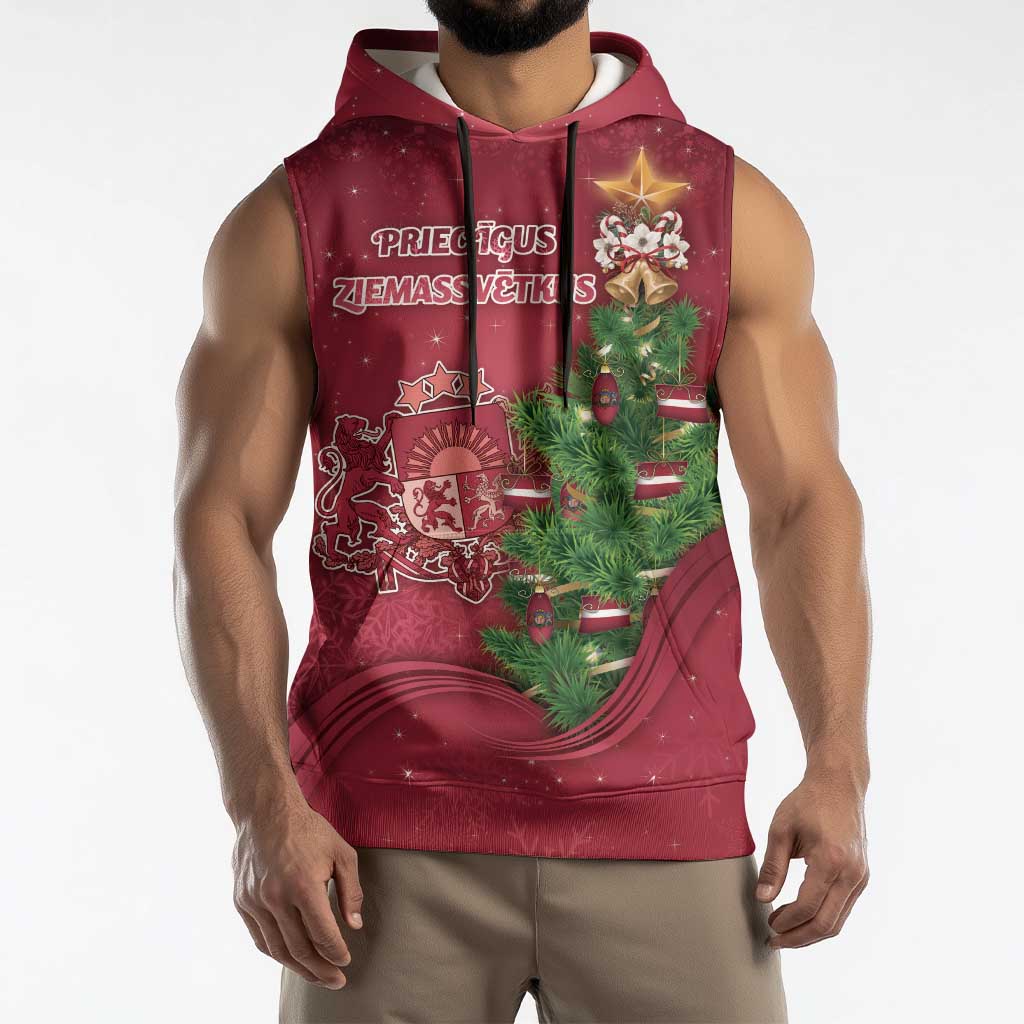 Latvia Christmas Sleeveless Hoodie Xmas Tree Latvija - Wonder Print Shop